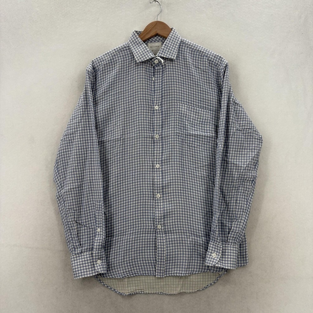 Billy Reid Shirt Mens Medium Blue Check Long Sleeve Button Up Standard Preppy